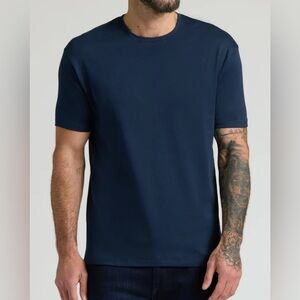 NEW True Classic 100% Pima Cotton Mens Crew Neck Tee Shirt Large Navy